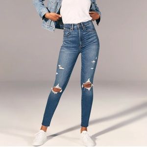 Ripped ultra high rise super skinny jeans